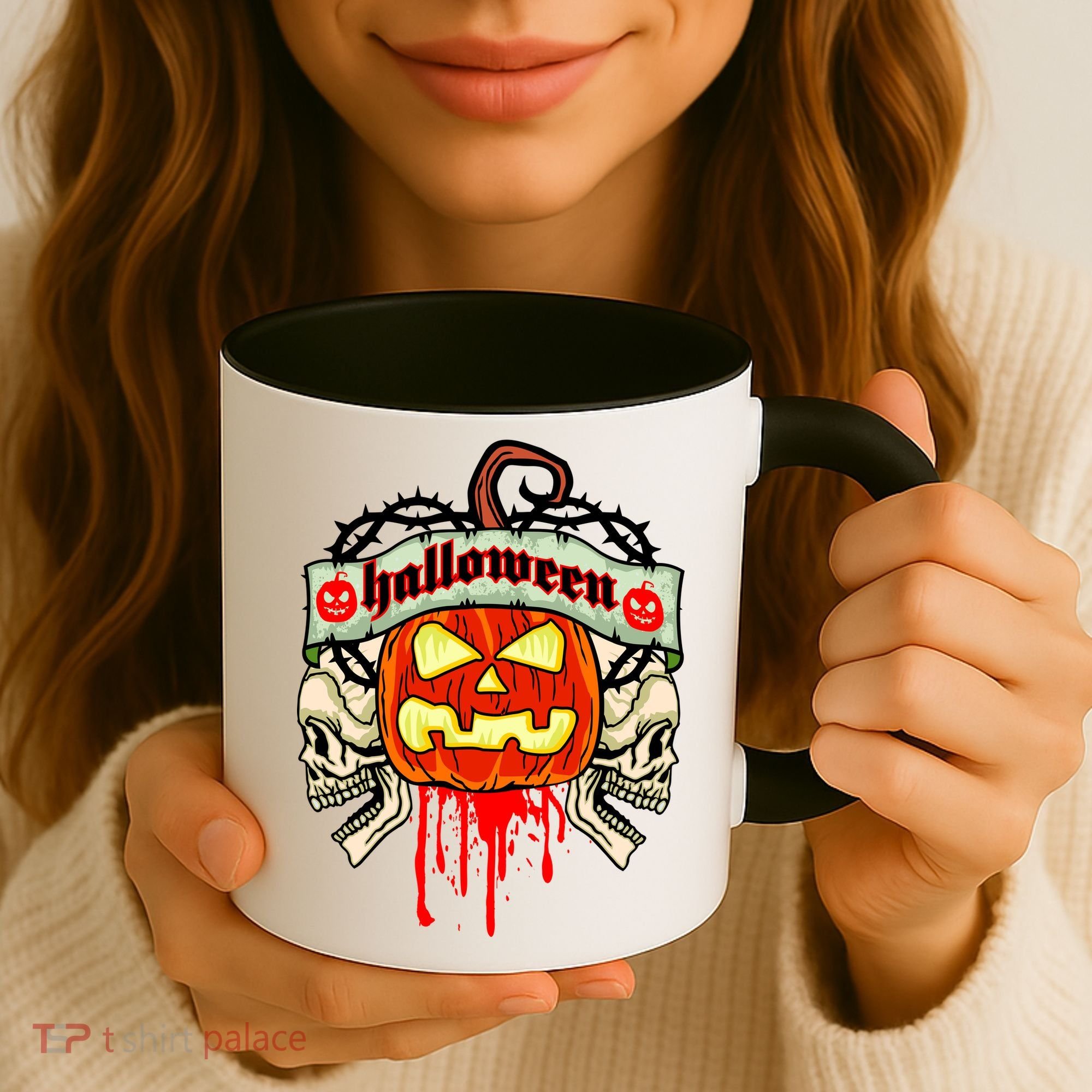 Halloween Skulls Bloody Pumpkin Coffee Mug