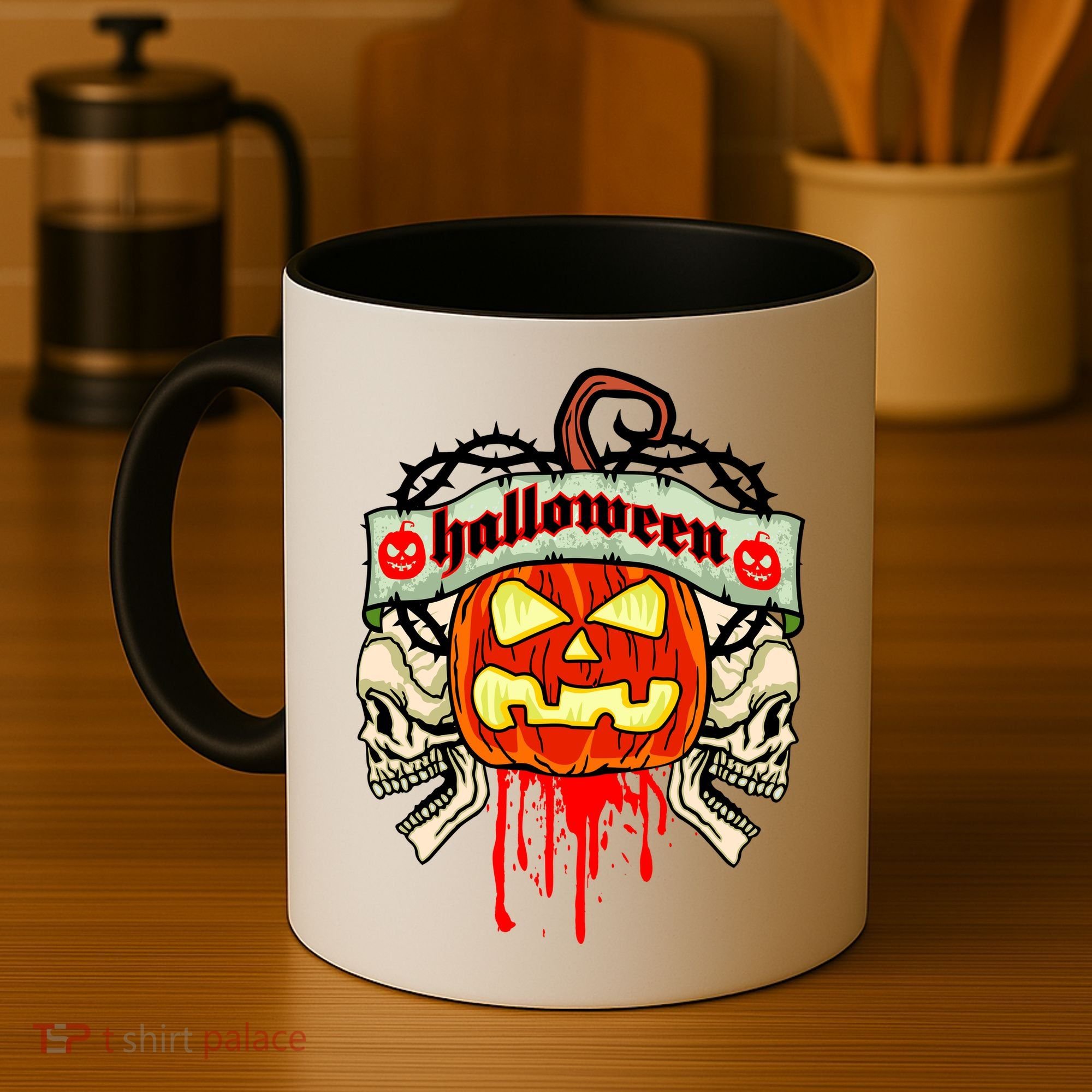 Halloween Skulls Bloody Pumpkin Coffee Mug