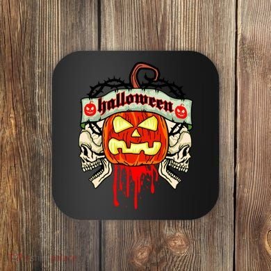 Halloween Skulls Bloody Pumpkin Coaster