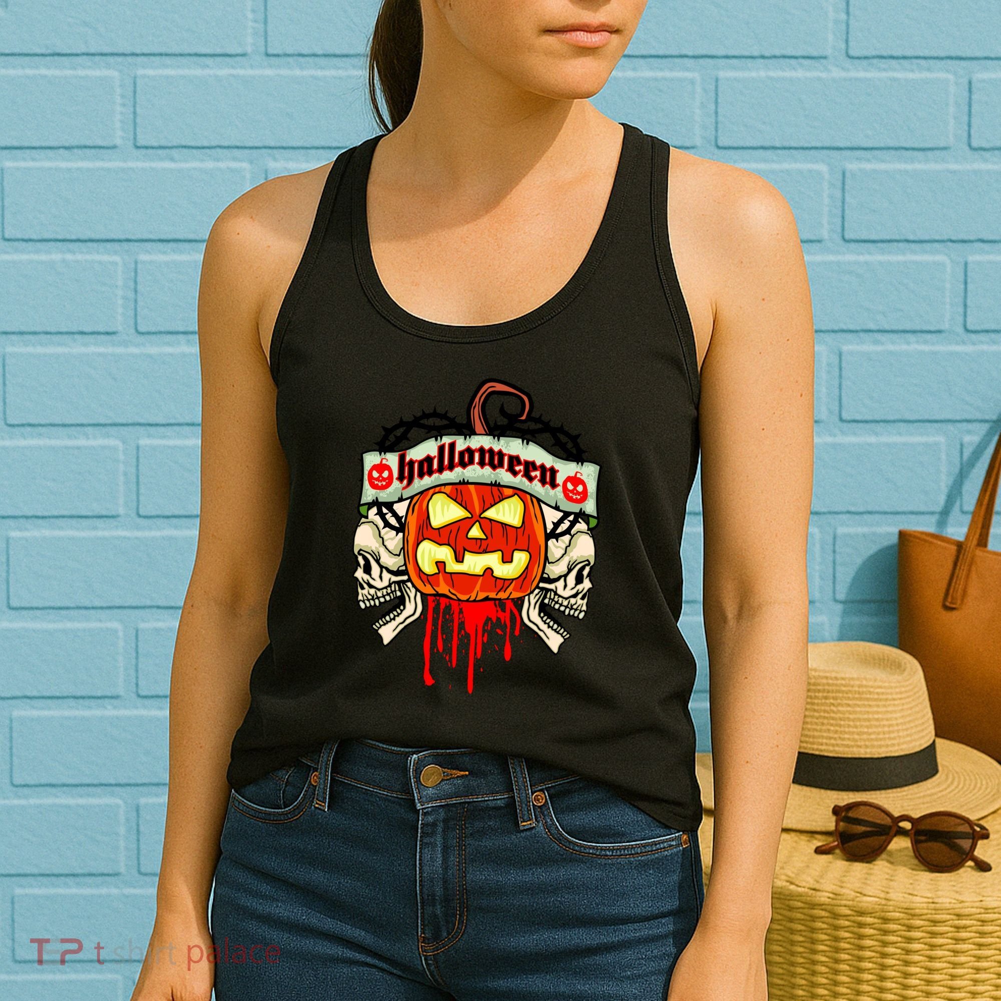 Halloween Skulls Bloody Pumpkin Women's Tank Top