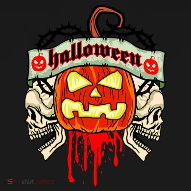 Halloween Skulls Bloody Pumpkin Pom Pom 12in Knit Beanie