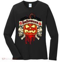 Halloween Skulls Bloody Pumpkin Women's Long Sleeve Shirt thumb 0