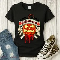 Halloween Skulls Bloody Pumpkin Women's T-Shirt thumb 3