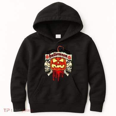 Halloween Skulls Bloody Pumpkin Kids Hoodie