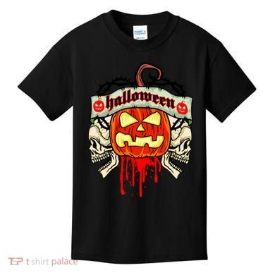 Halloween Skulls Bloody Pumpkin Kids T-Shirt