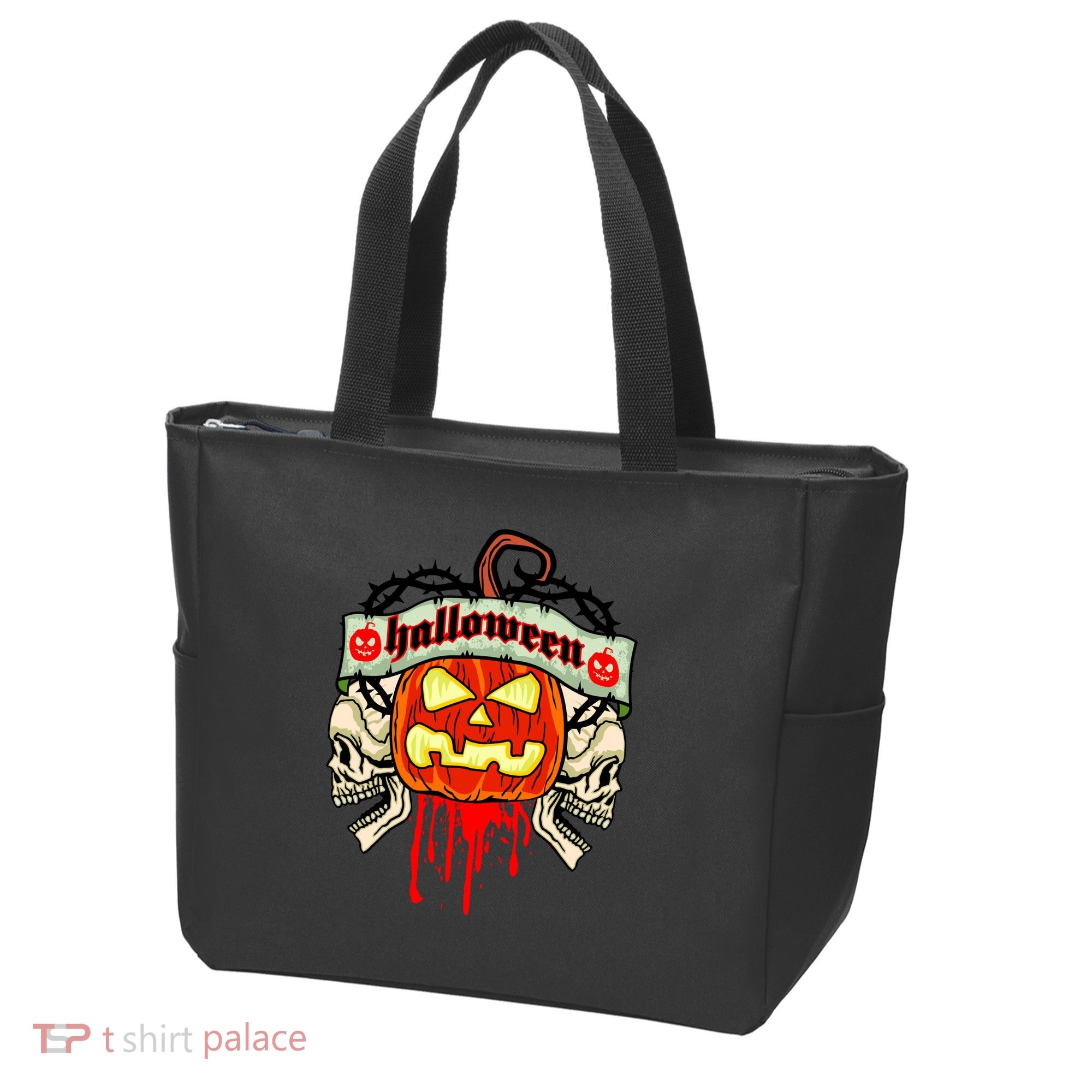 Halloween Skulls Bloody Pumpkin Tote Bag
