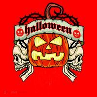 Halloween Skulls Bloody Pumpkin Santa Hat thumb 1