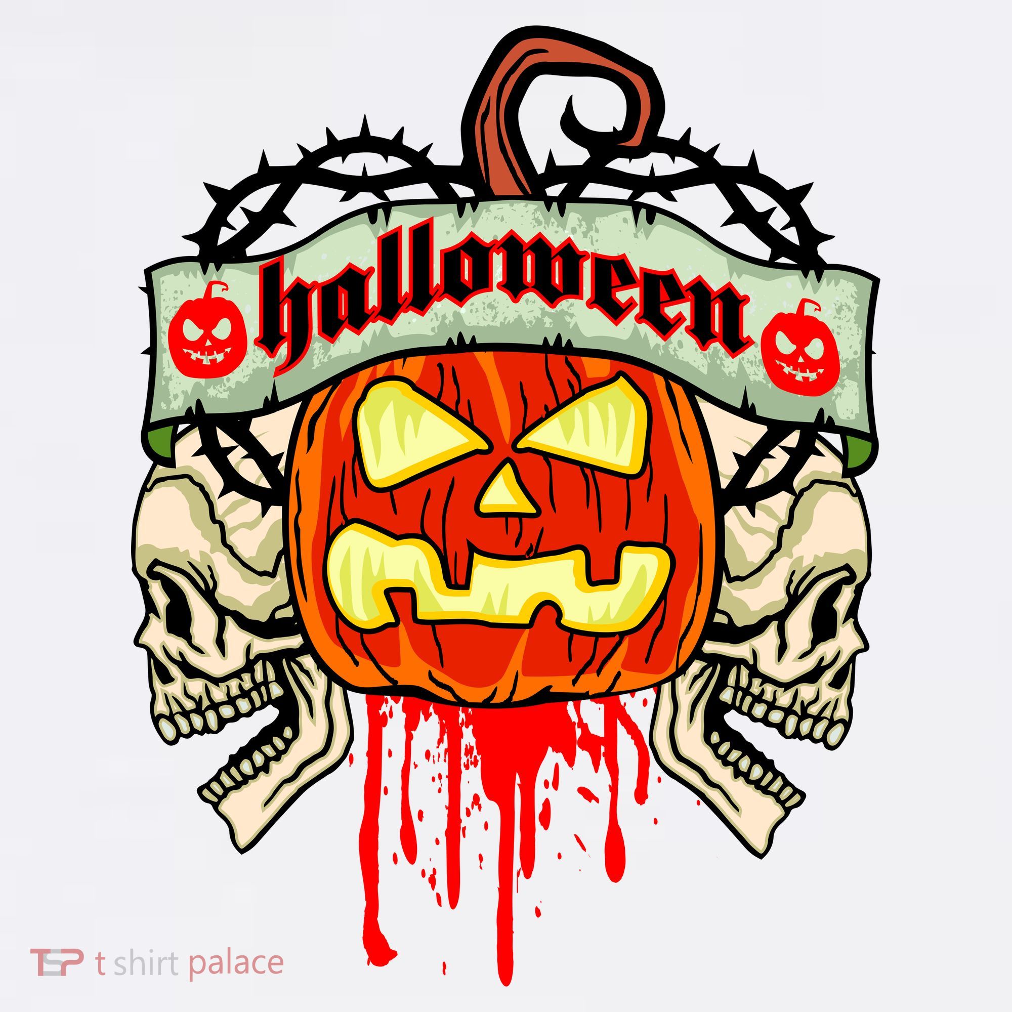 Halloween Skulls Bloody Pumpkin Comfort Colors Garment-Dyed Hooded Sweatshirt