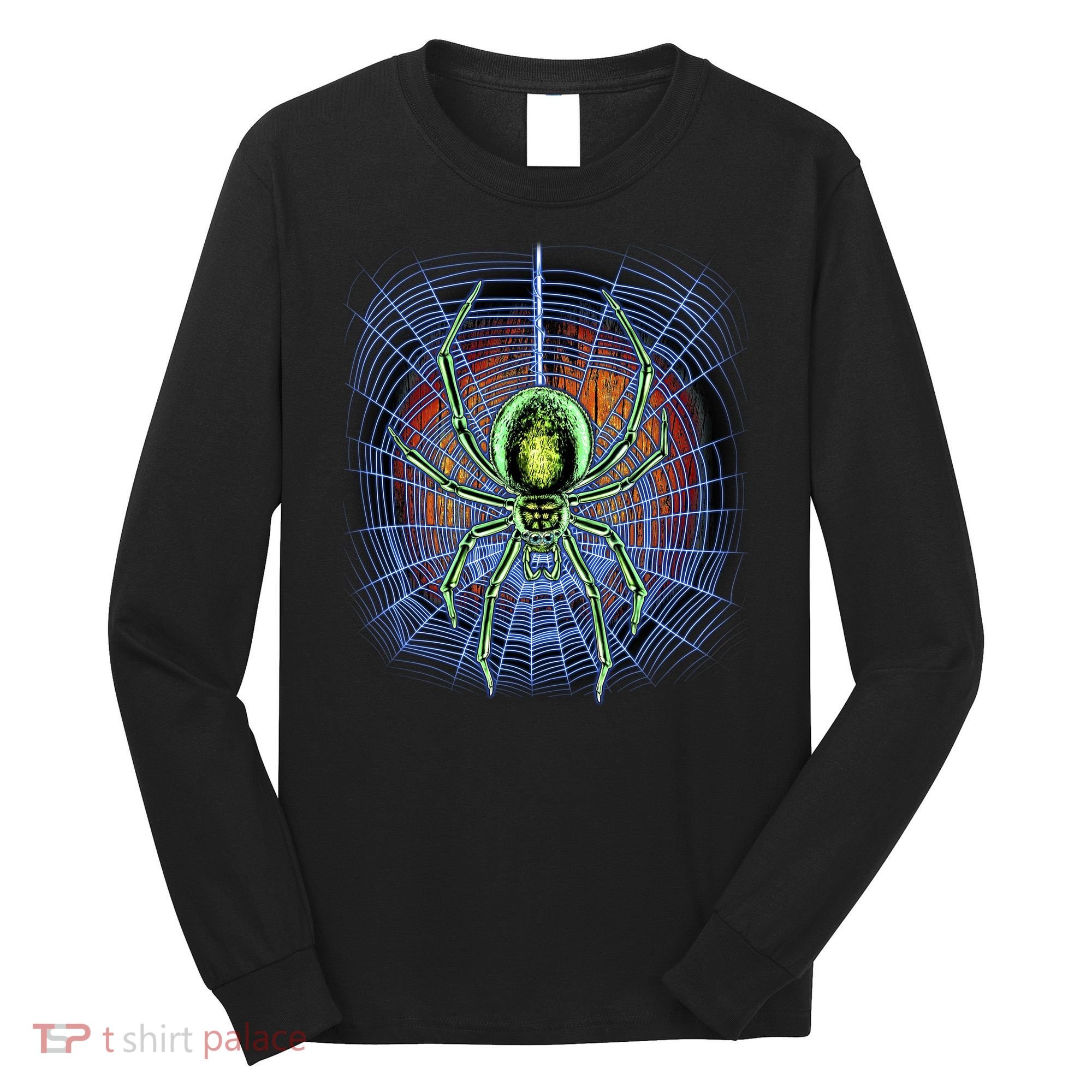Halloween Spiderweb Creepy Spider Long Sleeve Shirt