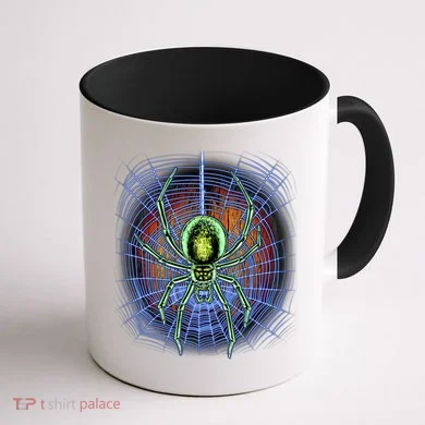 Halloween Spiderweb Creepy Spider Coffee Mug back