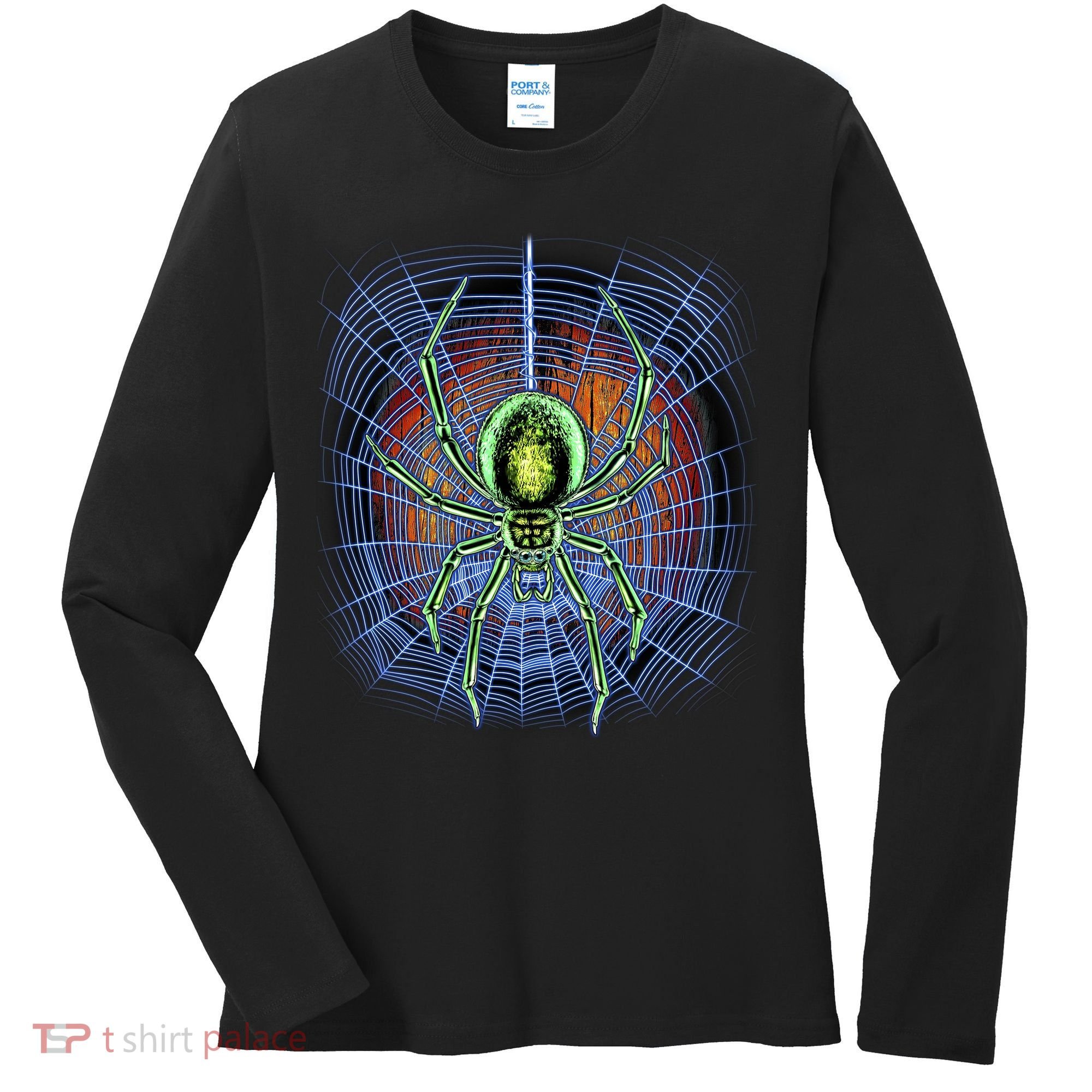 Halloween Spiderweb Creepy Spider Women's Long Sleeve Shirt