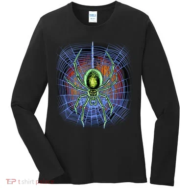 Halloween Spiderweb Creepy Spider Women's Long Sleeve Shirt