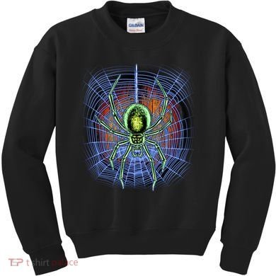 Halloween Spiderweb Creepy Spider Kids Sweatshirt