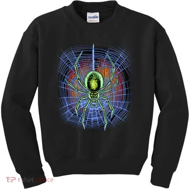 Halloween Spiderweb Creepy Spider Kids Sweatshirt