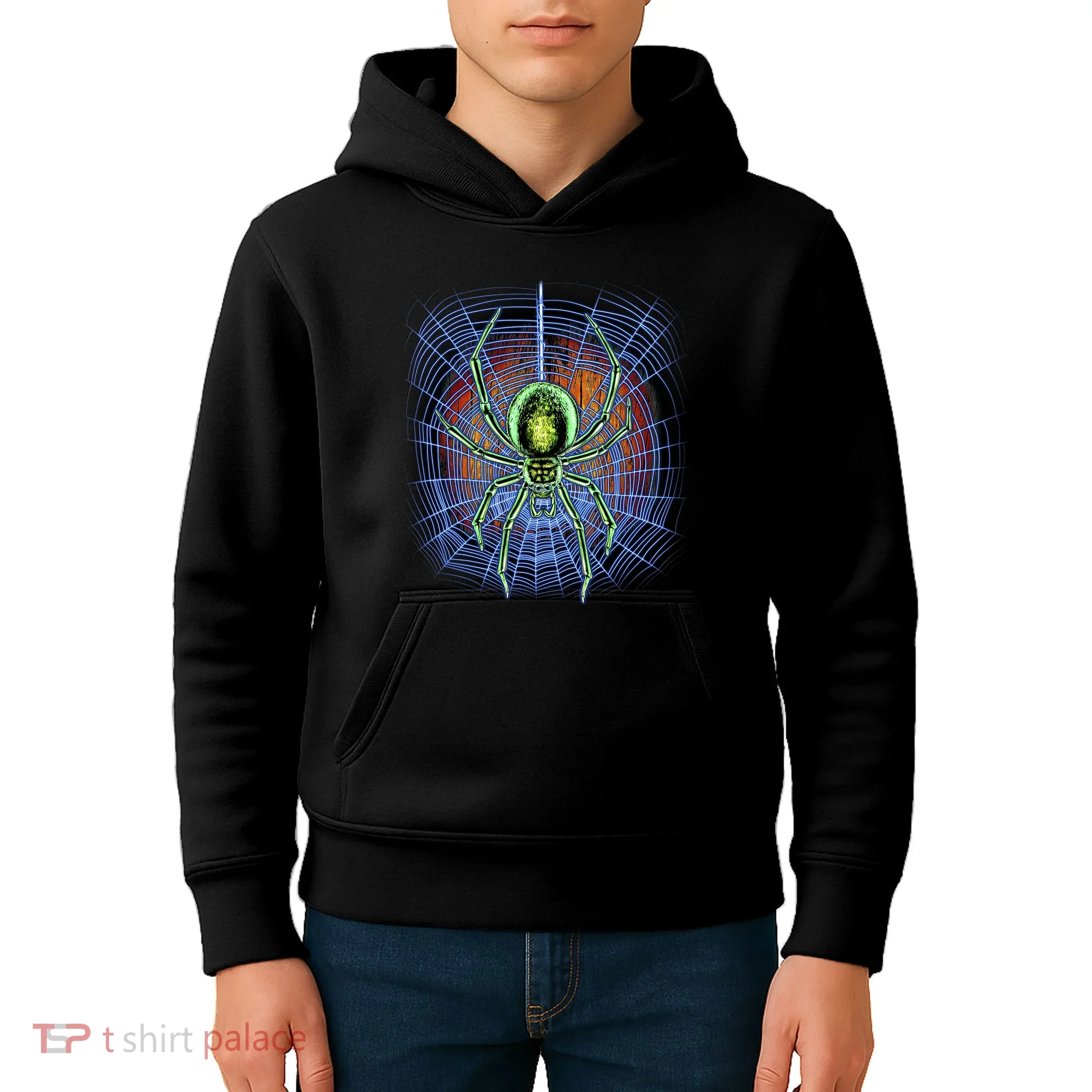Halloween Spiderweb Creepy Spider Kids Hoodie