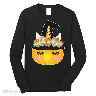 Halloween Uni-Pumpkin Sparkly Cute Long Sleeve Shirt
