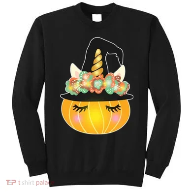 Halloween Uni-Pumpkin Sparkly Cute Sweatshirt