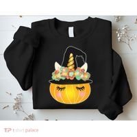 Halloween Uni-Pumpkin Sparkly Cute Sweatshirt thumb 2
