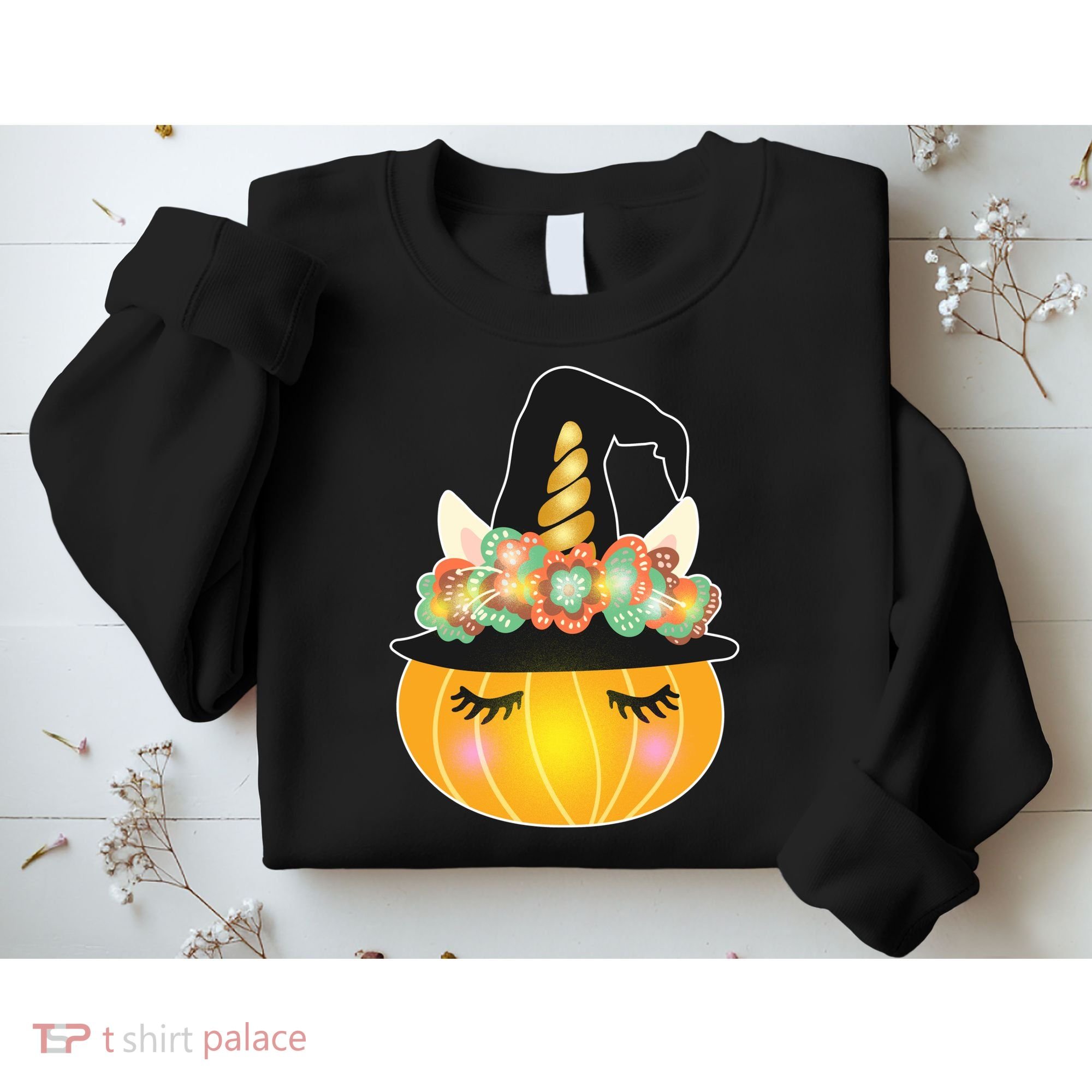 Halloween Uni-Pumpkin Sparkly Cute Sweatshirt