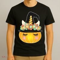 Halloween Uni-Pumpkin Sparkly Cute T-Shirt thumb 3