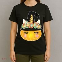 Halloween Uni-Pumpkin Sparkly Cute T-Shirt thumb 4
