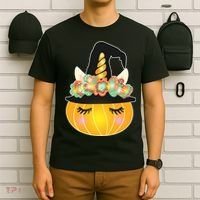 Halloween Uni-Pumpkin Sparkly Cute T-Shirt thumb 6