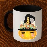 Halloween Uni-Pumpkin Sparkly Cute Coffee Mug thumb 2