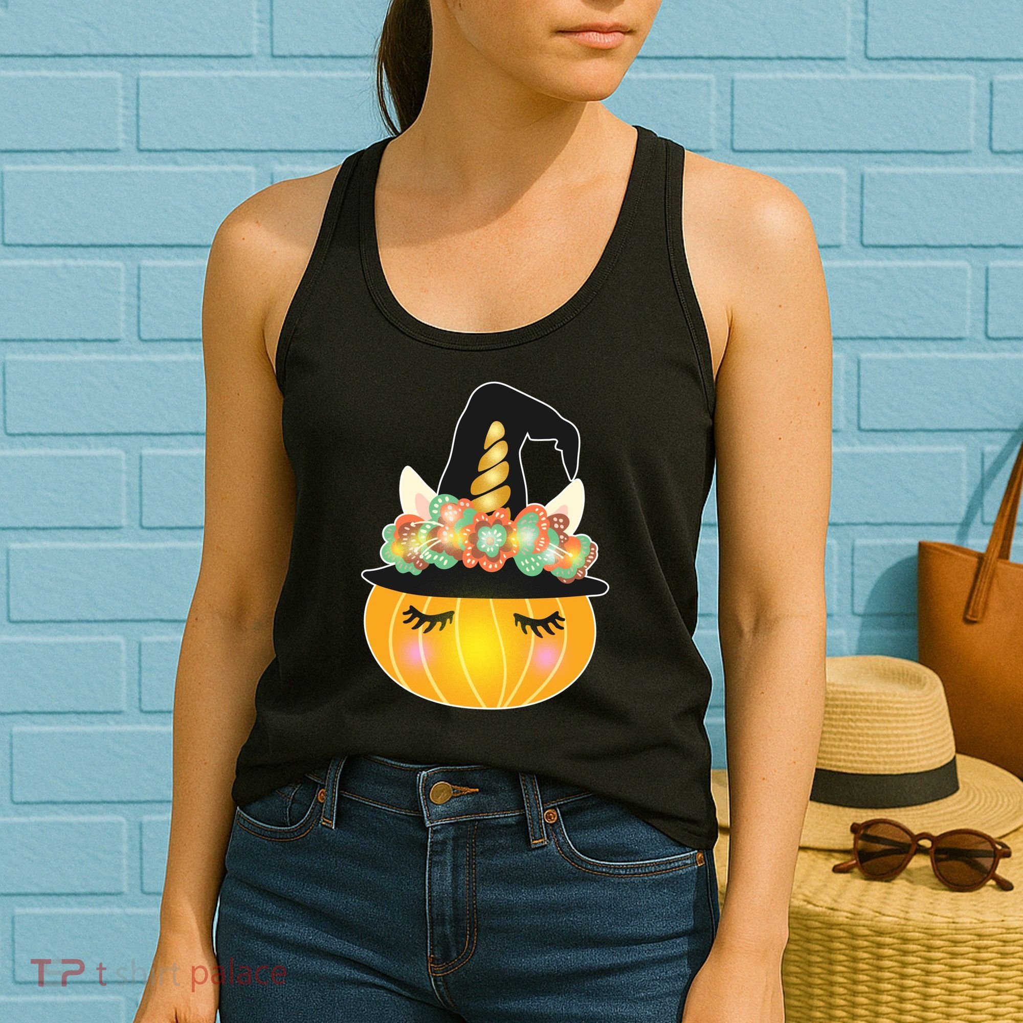 Halloween Uni-Pumpkin Sparkly Cute Women's Tank Top