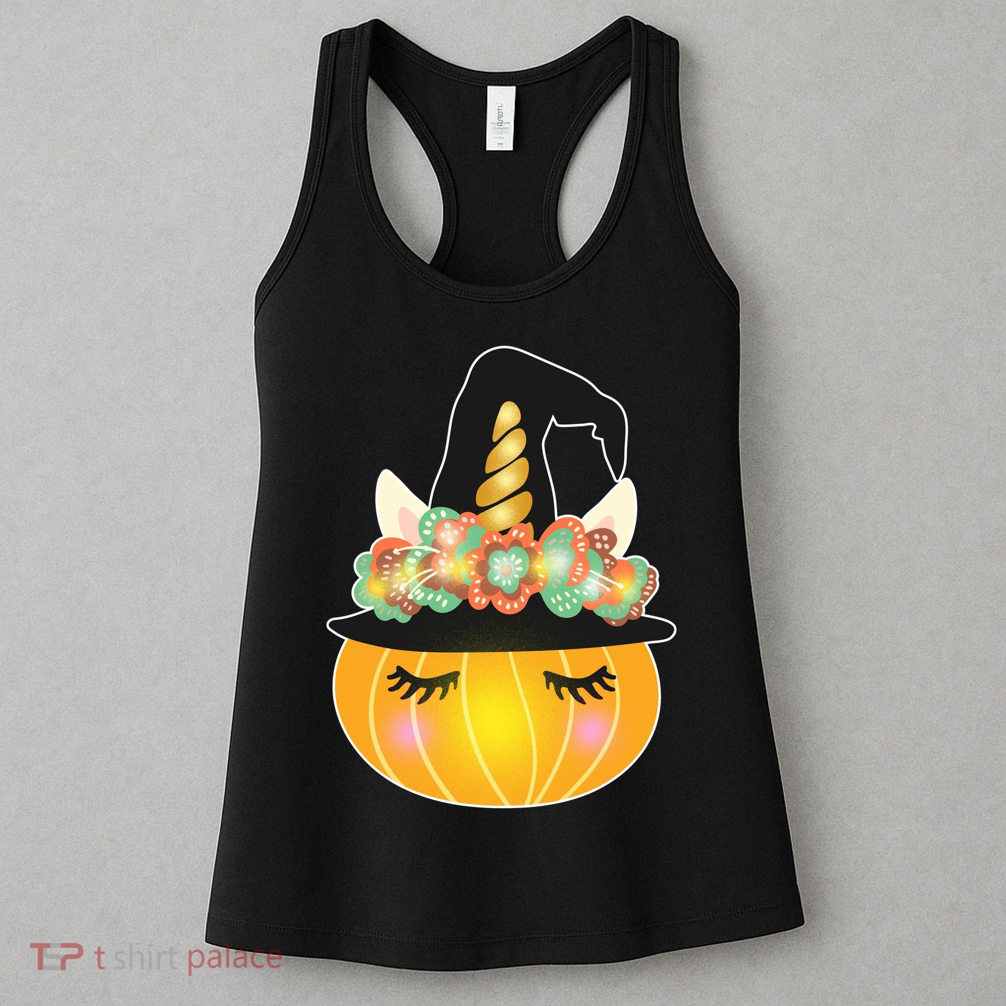 Halloween Uni-Pumpkin Sparkly Cute Women's Tank Top