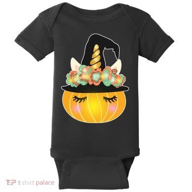 Halloween Uni-Pumpkin Sparkly Cute Baby Bodysuit