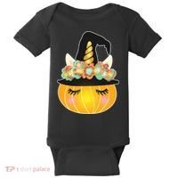 Halloween Uni-Pumpkin Sparkly Cute Baby Bodysuit thumb 0