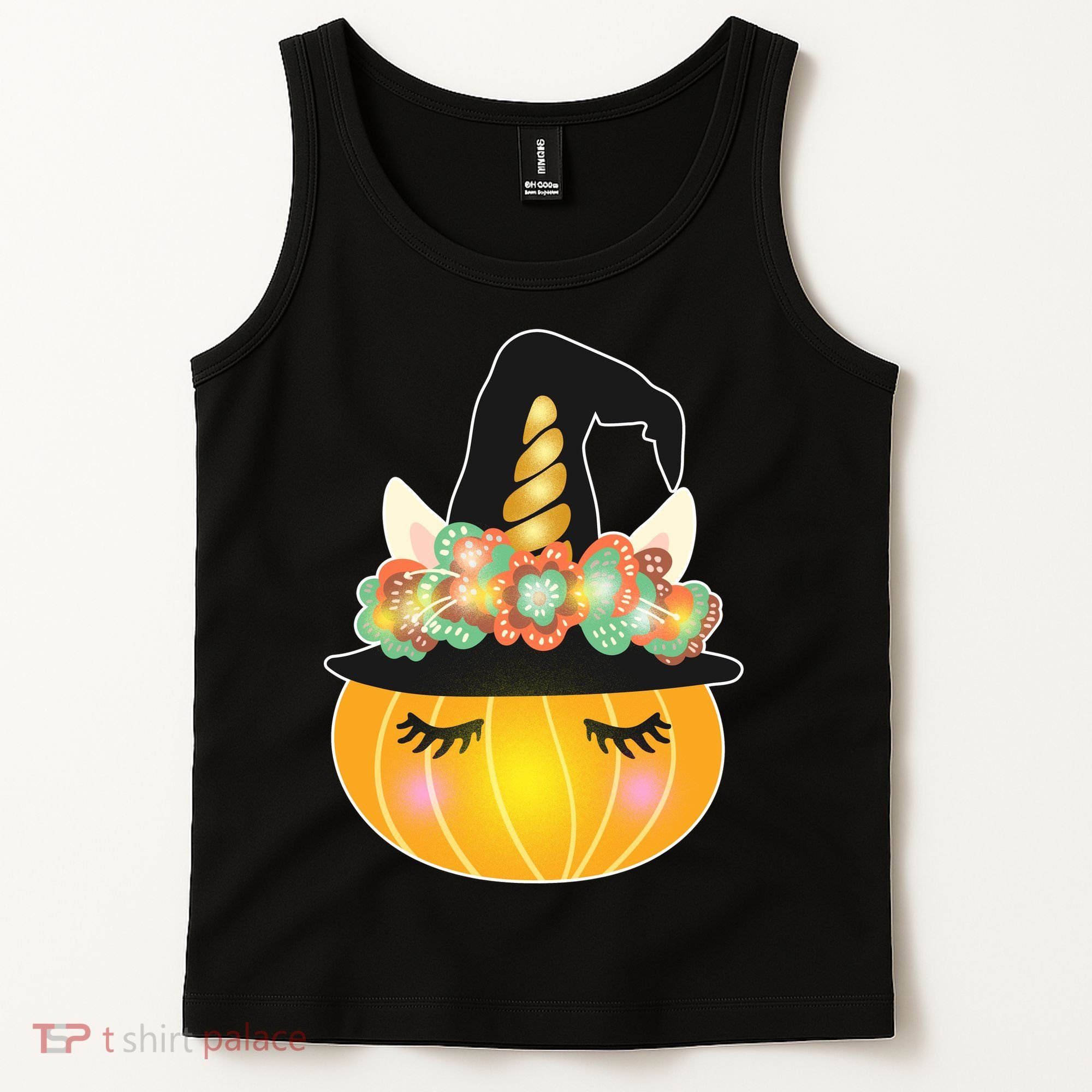 Halloween Uni-Pumpkin Sparkly Cute Tank Top