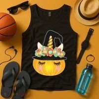 Halloween Uni-Pumpkin Sparkly Cute Tank Top thumb 4