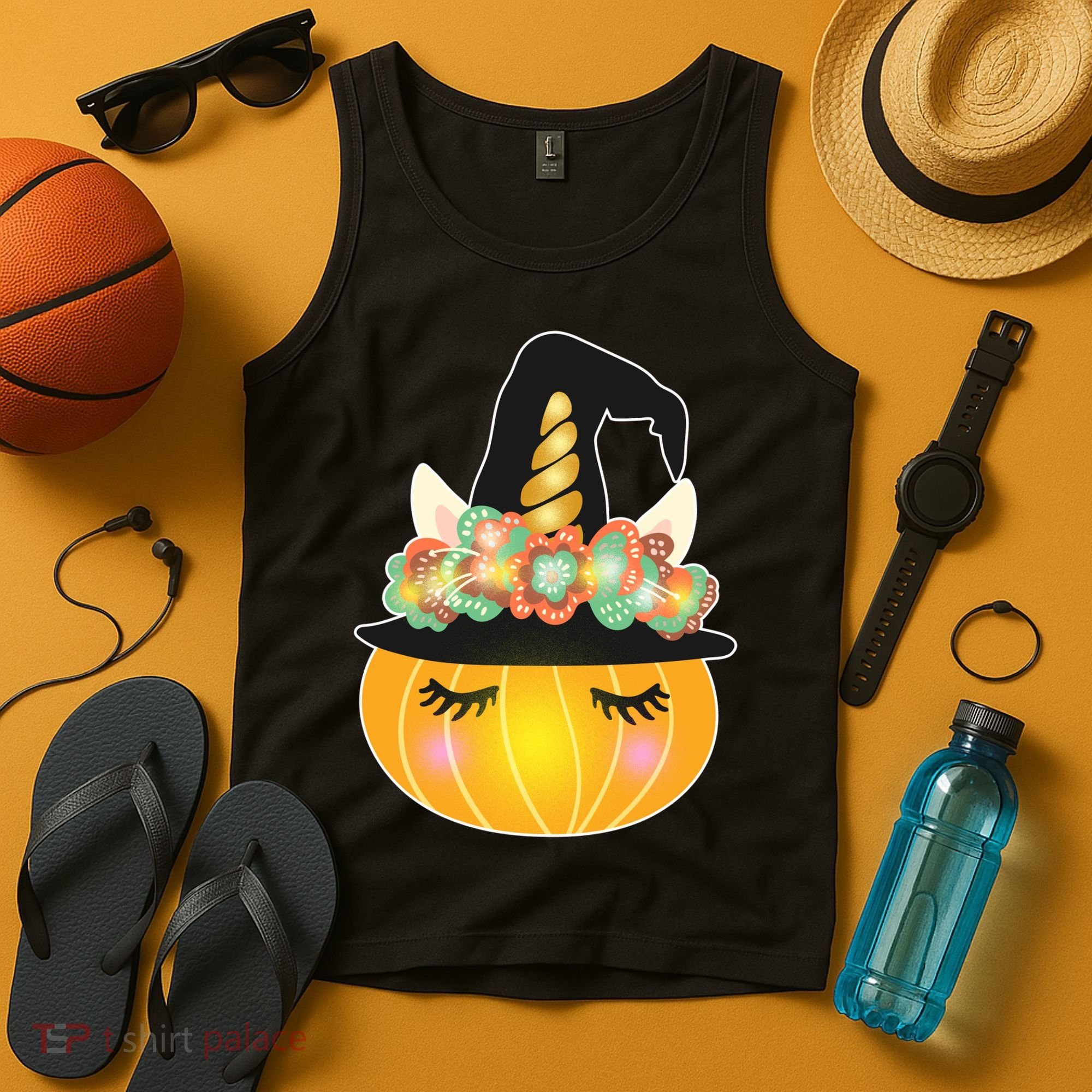 Halloween Uni-Pumpkin Sparkly Cute Tank Top