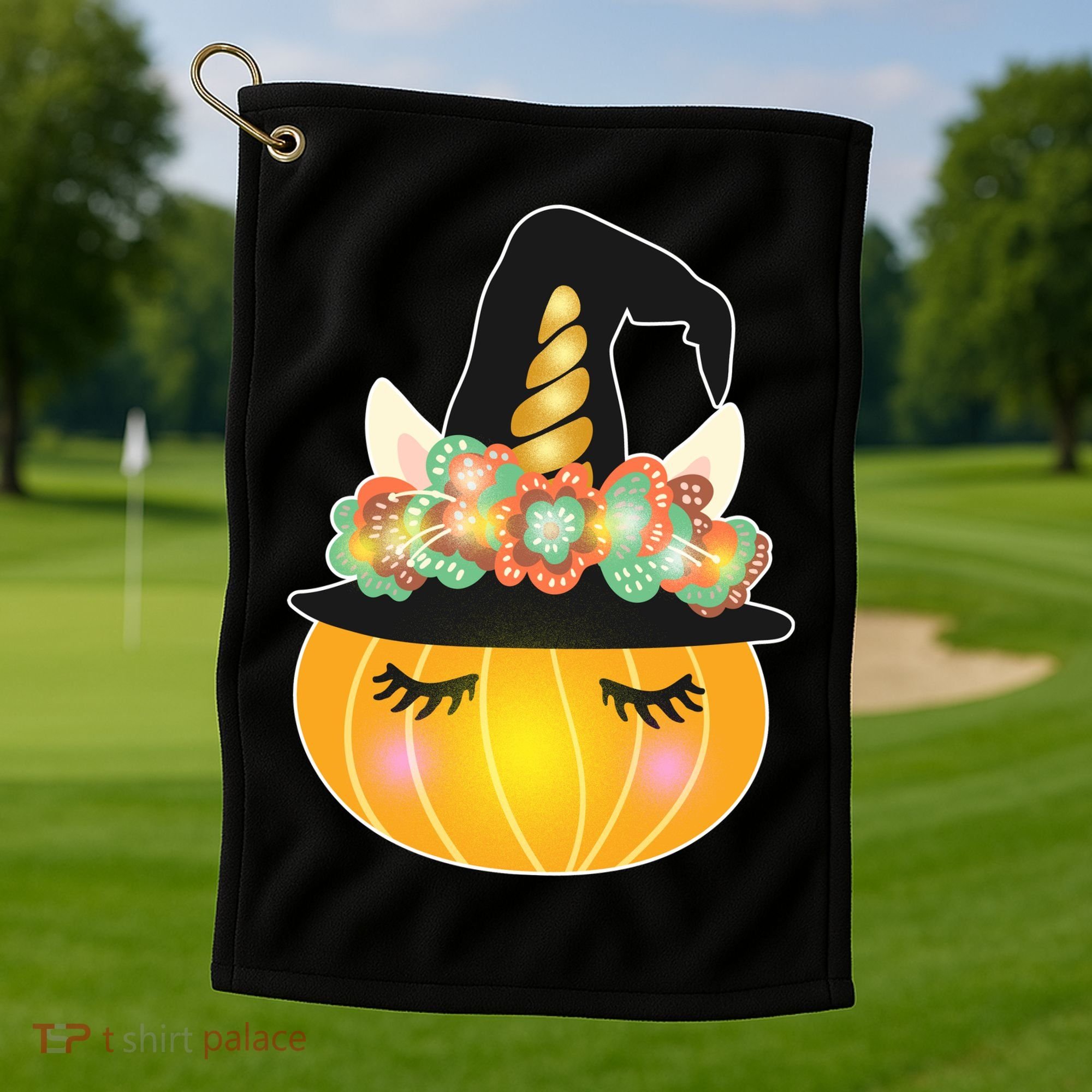 Halloween Uni-Pumpkin Sparkly Cute Golf Towel