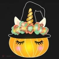 Halloween Uni-Pumpkin Sparkly Cute Women's Long Sleeve Shirt thumb 2