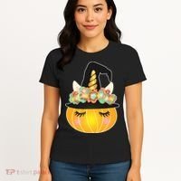 Halloween Uni-Pumpkin Sparkly Cute Women's T-Shirt thumb 4