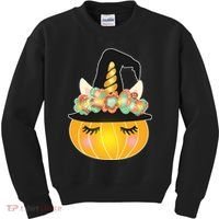 Halloween Uni-Pumpkin Sparkly Cute Kids Sweatshirt thumb 0