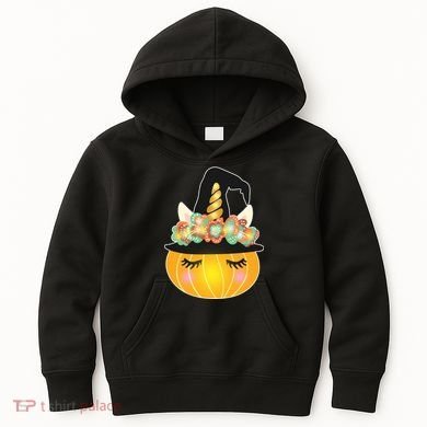 Halloween Uni-Pumpkin Sparkly Cute Kids Hoodie