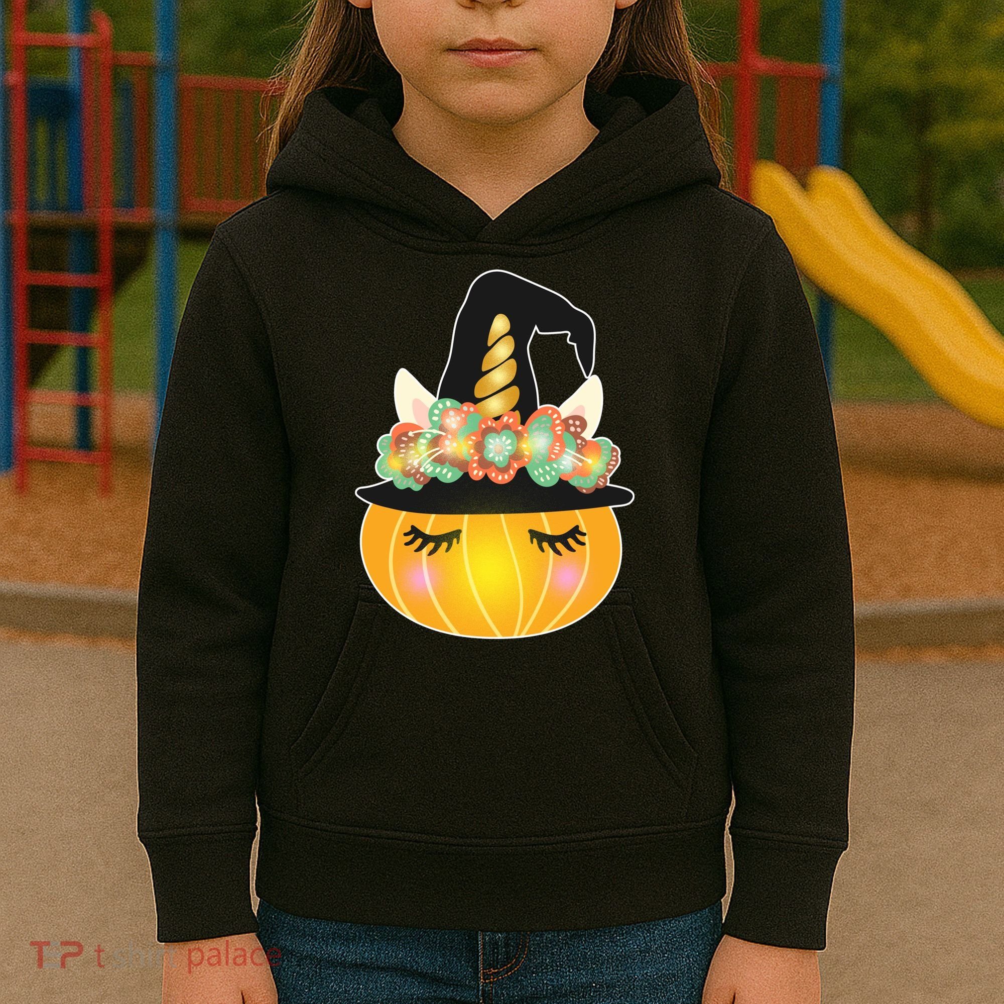 Halloween Uni-Pumpkin Sparkly Cute Kids Hoodie