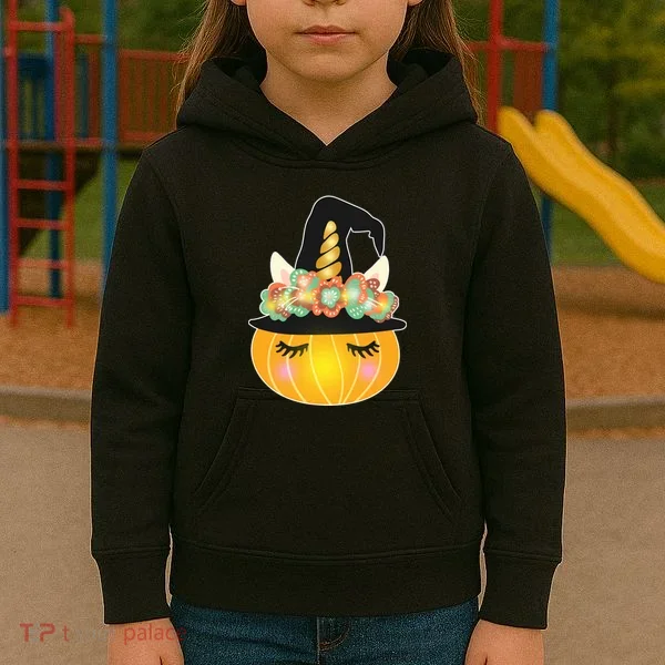 Halloween Uni-Pumpkin Sparkly Cute Kids Hoodie