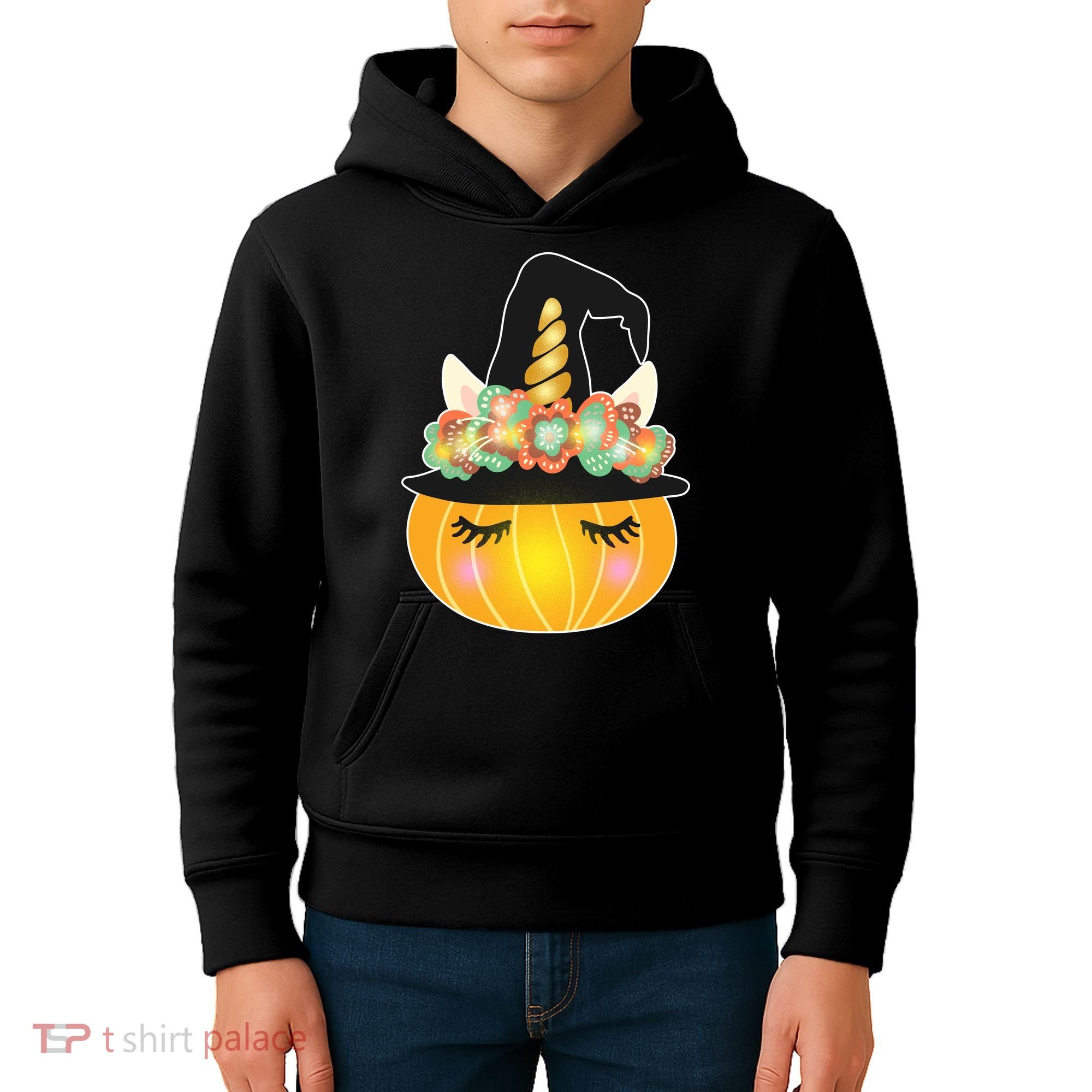 Halloween Uni-Pumpkin Sparkly Cute Kids Hoodie