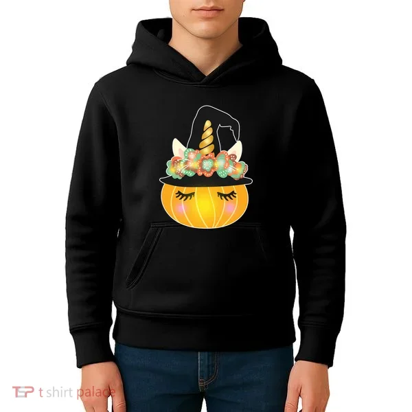 Halloween Uni-Pumpkin Sparkly Cute Kids Hoodie