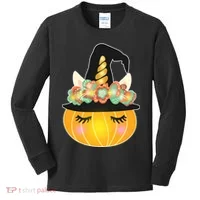Halloween Uni-Pumpkin Sparkly Cute Kids Long Sleeve Shirt thumb 0