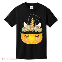 Halloween Uni-Pumpkin Sparkly Cute Kids T-Shirt thumb 0