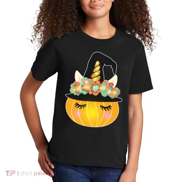Halloween Uni-Pumpkin Sparkly Cute Kids T-Shirt