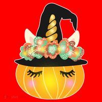 Halloween Uni-Pumpkin Sparkly Cute Santa Hat thumb 1