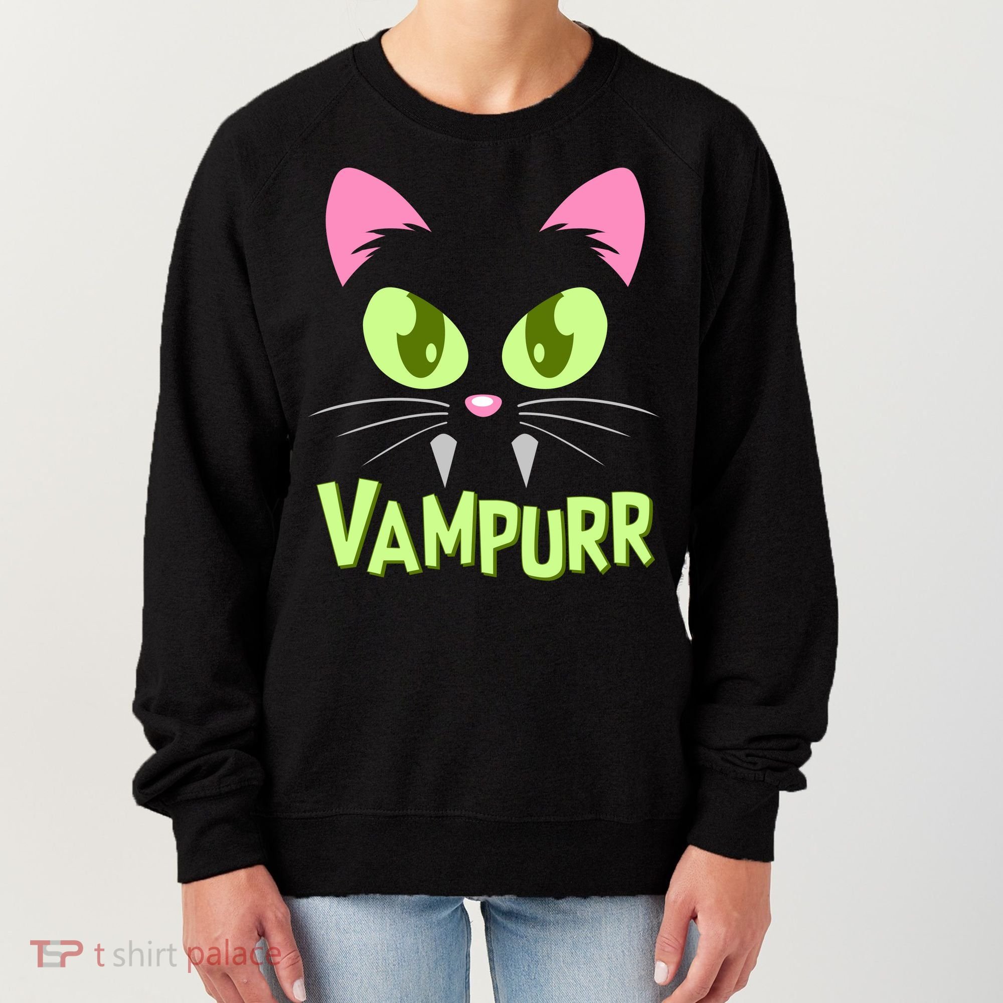 Halloween Vampurr Funny Cat Women's Sweatshirt