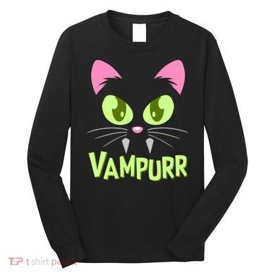 Halloween Vampurr Funny Cat Long Sleeve Shirt