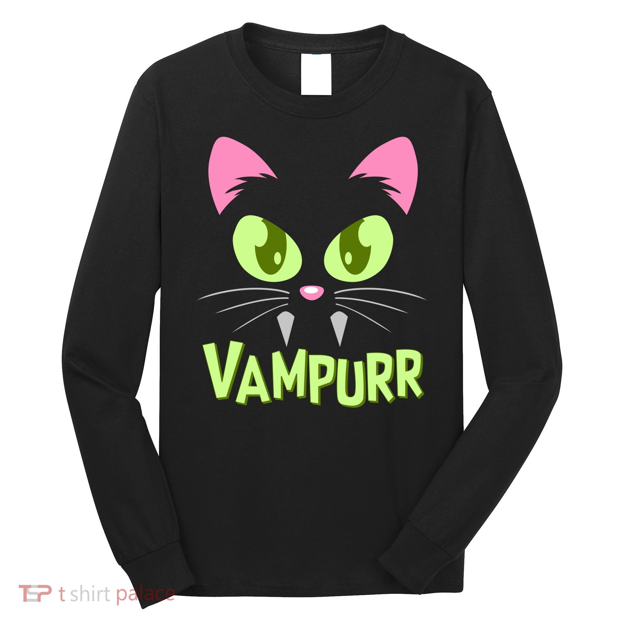 Halloween Vampurr Funny Cat Long Sleeve Shirt
